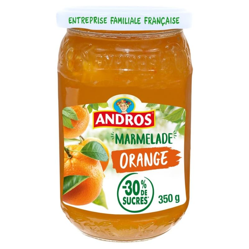Marmelade d'orange allégée Andros goût fruité et texture fondante lot de 4 pots