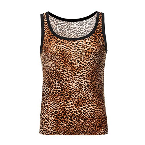 Swbreety - Camiseta de manga corta para hombre, diseño de leopardo - Amarillo - Small