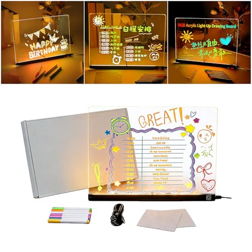 Tableau effaçable LED en polyacrylate 15x15 cm pour le dessin et l'apprentissage - 2