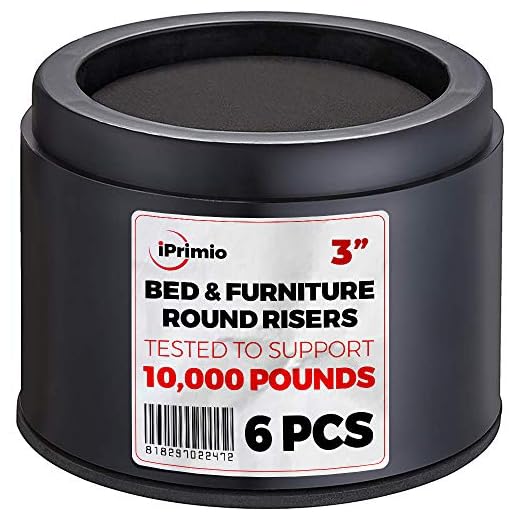 iPrimio Bed and Furniture Risers – 6 Pack Black Round Elevator up to 3” & Lifts Up to 10,000 LBs - Protect Floors and Surfaces – Durable ABS Plastic and Anti Slip Foam Grip – Non Stackable