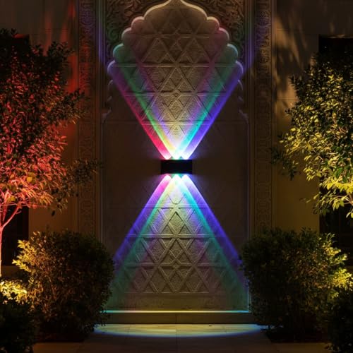 Image of Waterproof Up Down Led Wall Lamp, Aluminium IP65 Body 3+3 Ray, Multycolor, Indoor /Outdoor Decorative Wall Sconce Light (6 Ray Multy)