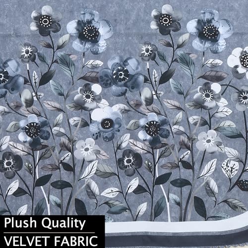 Image of Velvet 3 Seater Sofa Cover with 6 Seat and Back Covers, 2 Hand Rest Covers - Floral Design - Washable Fabric - Stylish Sofa Cover for Modern Living Room (Grey, 3 Seater With Arm Cover)