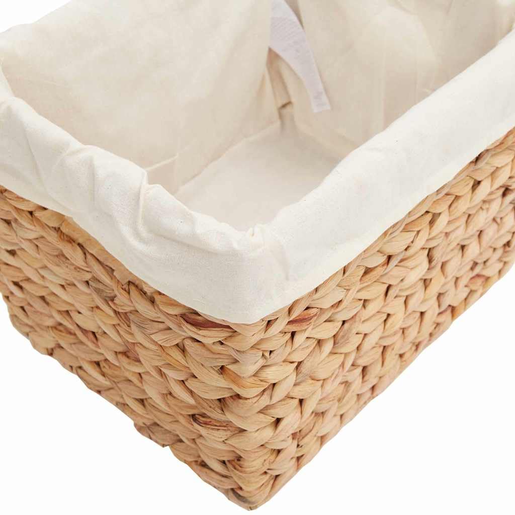 Fengshui Juego de 3 cestas de almacenamiento rectangulares de jacinto de agua natural, ideales para salón, dormitorio y oficina, con asas y forma resistente.