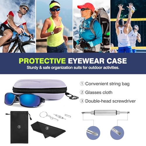 Image of MoKo Semi Hard Shell Sunglasses Case, Unisex Protective Eyeglass Case Glasses Case Holder with Metal Hanging Hook
