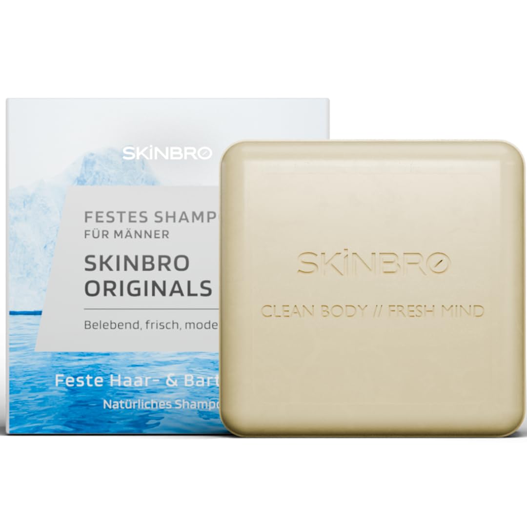 SKINBRO Set: 2x Festes Duschgel Aktivkohle & 2x Festes Shampoo Männer – Sportlich & Frisch – Vegane 4-in-1 Pflege für Haar, Bart & Körper – Nachhaltig