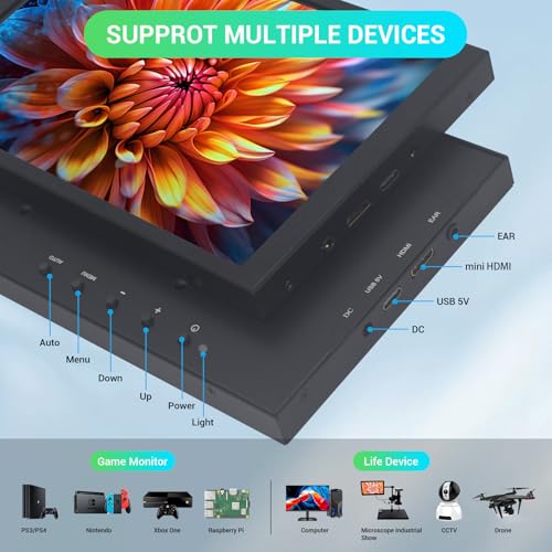 Image of 8 Inch Touch Screen Portable Monitor, Mini HDMI Display, 1280 * 800 Resolution for PC Laptop Compatible with Raspberry Pi Game Consoles