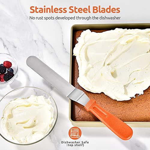 Image of Icing Spatula, U-Taste Offset Spatula Set with 6 inch, 8 inch, 10 inch Blade,Stainless Steel Angled Cake Decorating Frosting Spatula Set of 3 (Orange)