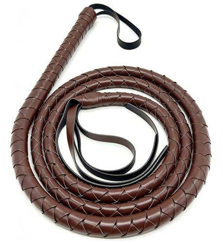 Cat Women Whip Costume Accessories for Woman Men Female - Bull Whip Prop Black Fake Leather for Ringmaster Circus Lion Tamer Ring Master Leader Cowboy Showman Halloween (Brown)