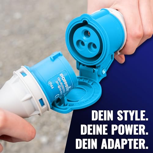 Poppstar 2X 30cm CEE Adapter IP44 (CEE-Kupplung 16A 3-pol/Schuko-Stecker: Typ E+F und CEE-Stecker 16A 3-pol/Schuko-Kupplung: Typ F), H07RN-F 3G2.5