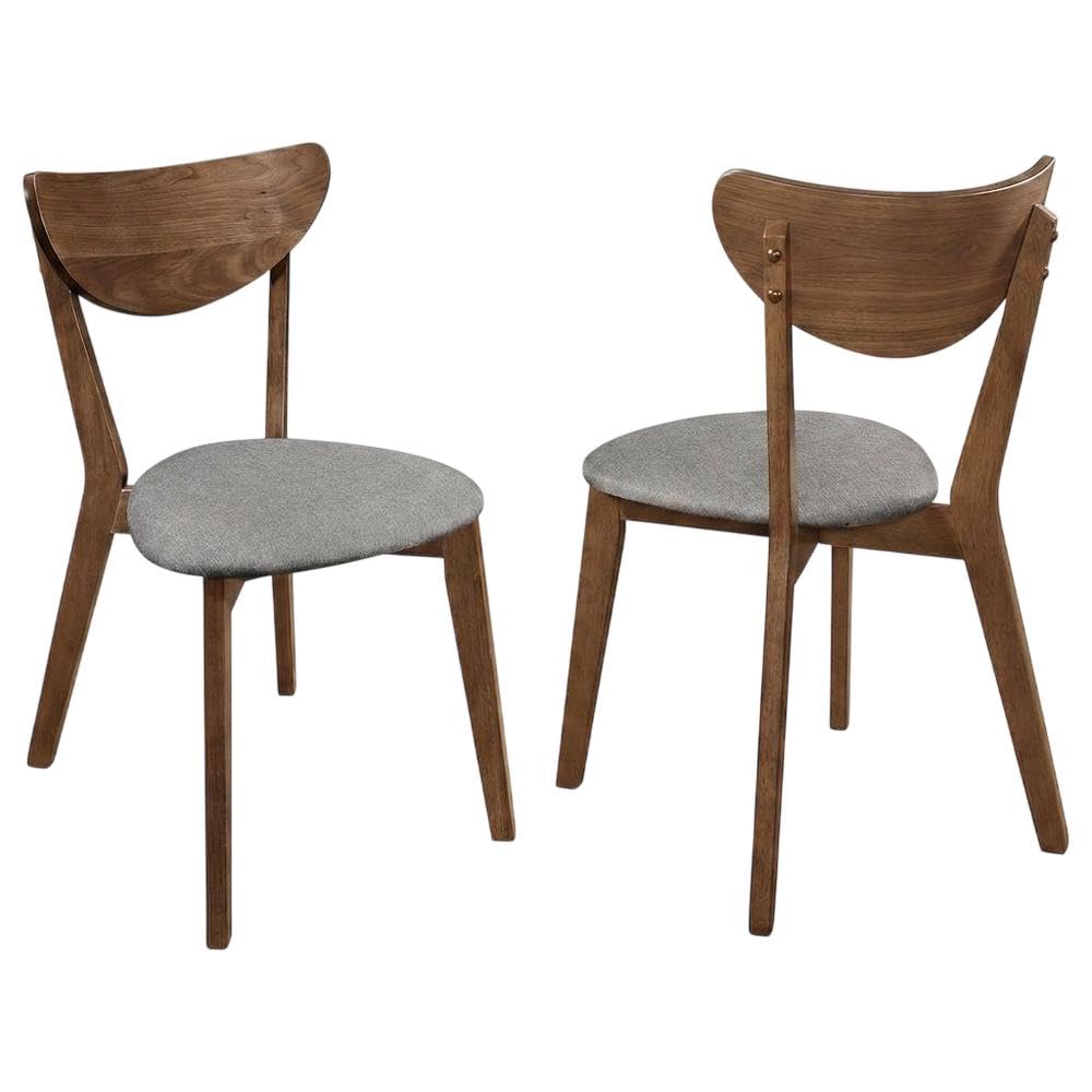 Polyester-Upholstered Mid-Century Modern Dining Side Chairs Set of by Furnifact – Wood, Brown, Pack of 2