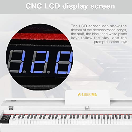 LAGRIMA Digital Piano with Bench, 88 Key Electric Piano for Beginner/Adults with Padded Piano Bench+Music Stand+Power Adapter+3-Pedal Board+Instruction Book+Headphone Jack, White - Thumbnail 2