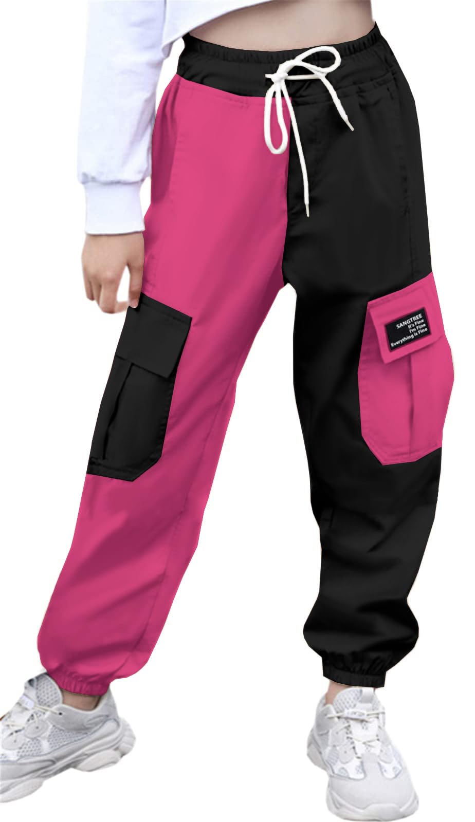 SANGTREE Girls &amp; Womens Drawstring Cargo Jogger Pants,3 Years - Women 3XL
