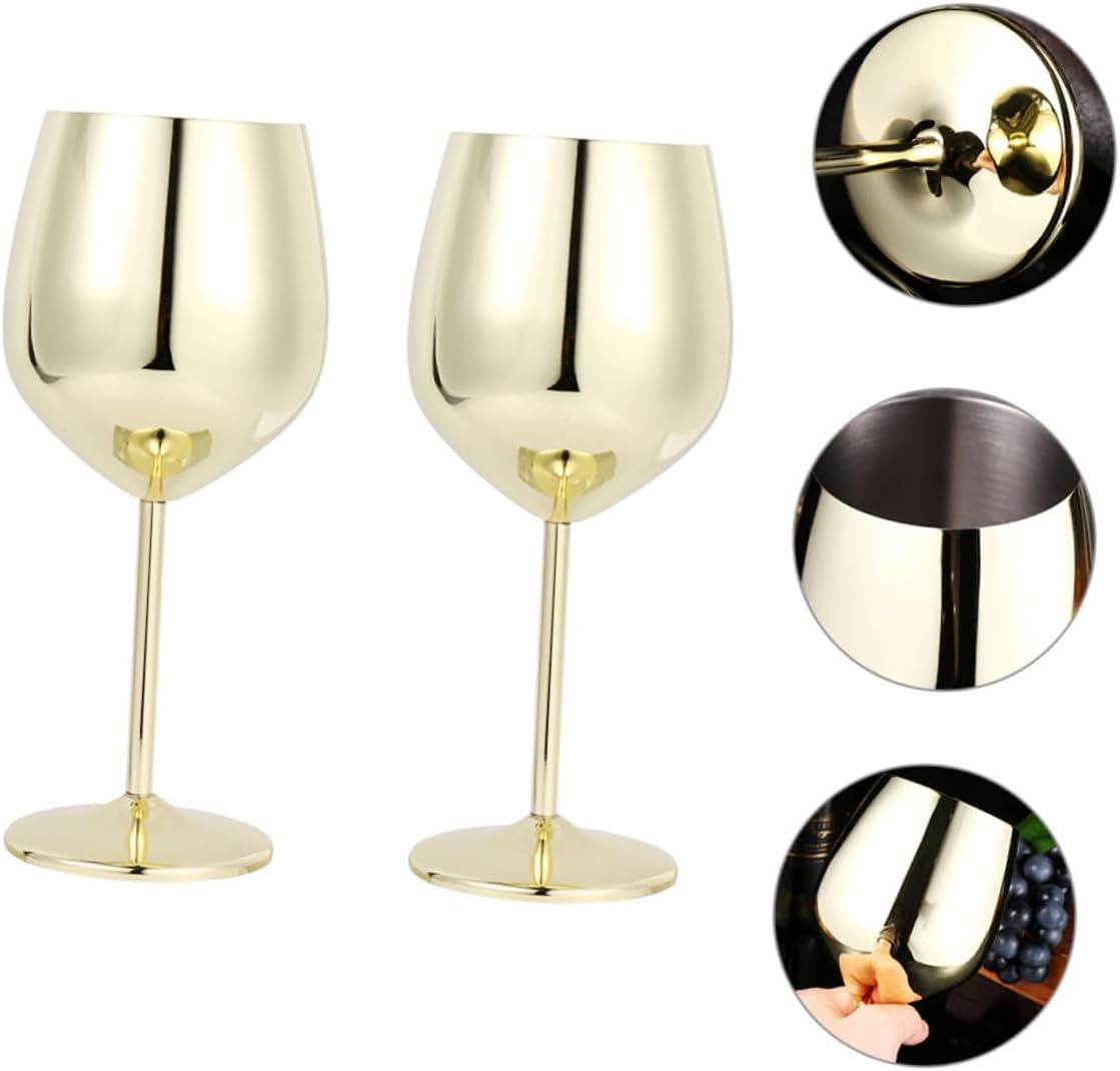 2pcs Stainless Steel Unbreakable Goblet Wine Glasses Stylish Stemmed Drinkware for Wine Outdoor Gatherings and Parties Reusable and Elegant Design