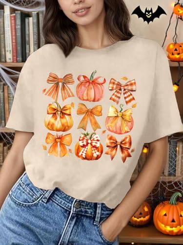 Halloween Shirts for Women Spooky Season Shirt Pumpkin Ghost Graphic tees Casual Short Sleeve Tops - image 2