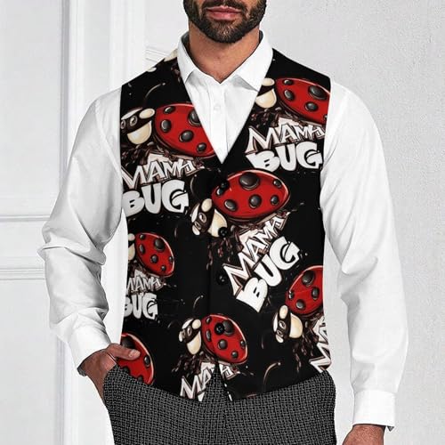 Ladybug Mom Mama Bug Men's Suit Vests Dress Vest V-Neck Waistcoat Slim Business Formal with Pocket2