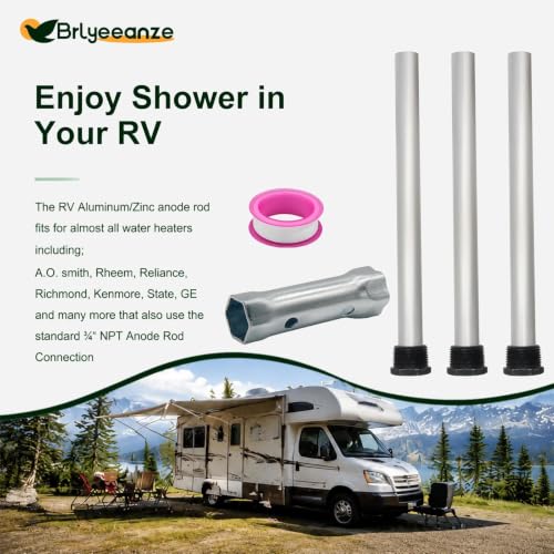 Image of RV Hot Water Heater Anode Rod 3 Pack | Fits for Suburban and Morflo - 9.25''Long & 3 /4'' Thread Lasting Tank Corrosion Protection, For RV Camper and Trailer Heaters