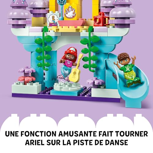 LEGO Duplo | Disney Le Palais sous-Marin Magique d’Ariel - Jouet Château La Petite Sirène pour Fille ou Garçon dès 2 Ans - Jeu Créatif pour Enfant avec 3 Figurines & Accessoires - Idée Cadeau 10435