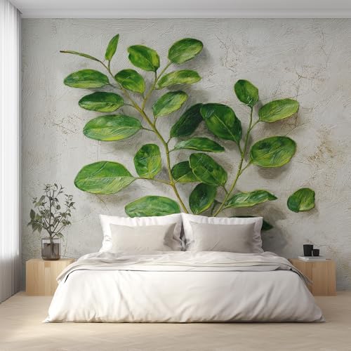 Fresque murale intissée haut de gamme eucalyptus vert format XXL 500x350cm - 2