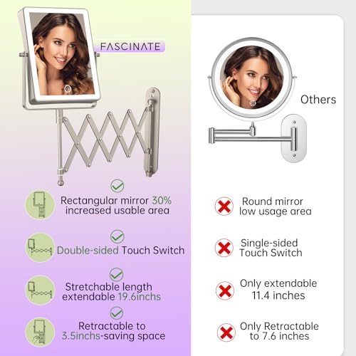Espejo de maquillaje recargable FASCINATE 8.7 pulgadas con luces miniatura 3