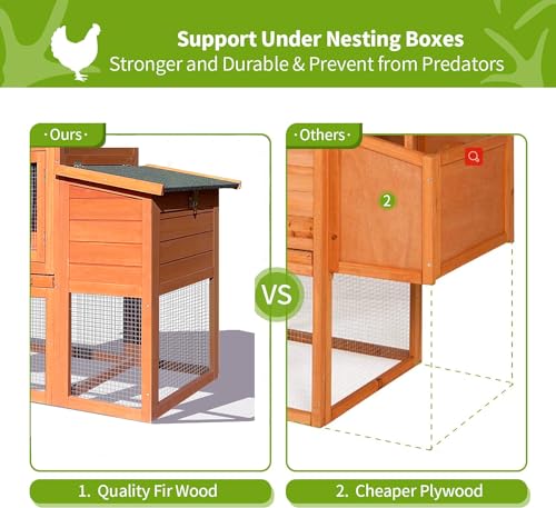 Large Chicken Coop with Run, Wooden Hen House for 2-6 Chickens,Poultry Pet Hutch with Nesting Box