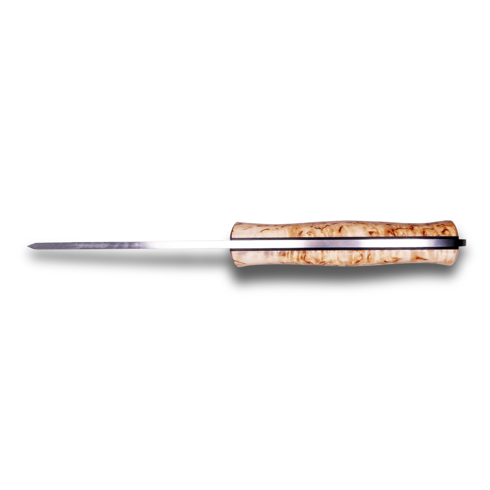 joker Coltello da caccia Ember Scandi CL122, lama da 10,5 cm in acciaio Sandvik 14C24N, mango betulla riccia, fodero in pelle, per la pesca, la caccia, il campeggio e l'escursionismo