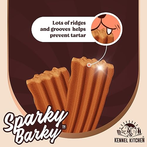 Image of Kennel Kitchen Dog Treats | Sparky Barky Dental Sticks for Dogs | 180G, 7 Sticks | Advanced Daily Dental Chew Sticks | Contains Cinammon, Parsley, Cranberry & Yucca, All Life Stages