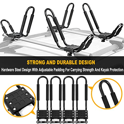 Foxcid 2 Pairs J-Bar Rack Hd Kayak Roof Rack Canoe Boat Surf Ski Carrier Roof Top Mount For Vehicle #TOP1
