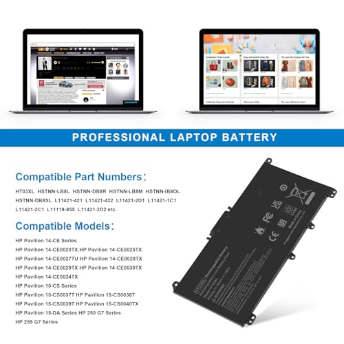 Image of HT03XL L11119-855 Laptop Battery for HP Pavilion 15-DA 15-DB 15-DW 15-DY 14-CE 14-CF 14-DF 17-by 17-CA Series, 14M-DH0003DX 14M-DH1003DX 15T-DA000 15T-CS200 LPD1071 15-DB0004DX 15-CW1XXX 15T-CS300