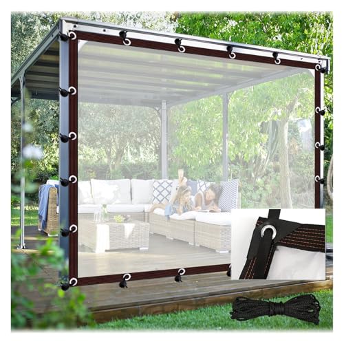 CYTZS Tenda Trasparente per Esterni Antivento Pannello di Telone Pergola con Occhielli Telone Impermeabile in PVC, per Portico Gazebo, Personalizzabile(2x2.5m)