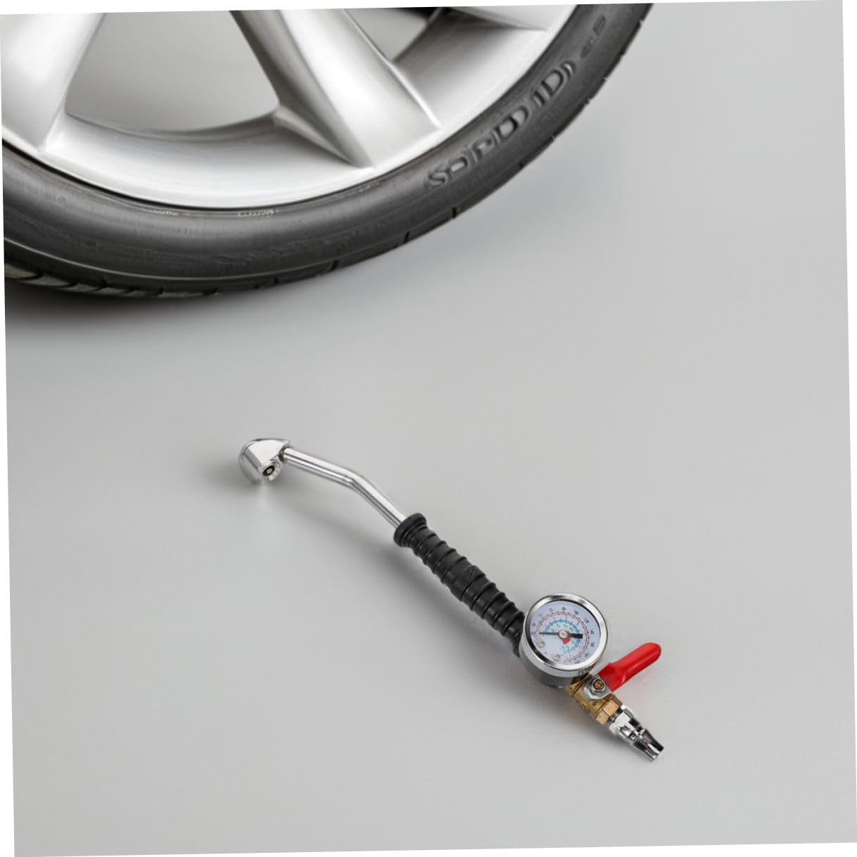 Generisch 2 Stück Reifeninflator mit Manometer und Schwenkbarem Luftanschluss Schneller Druckprüfer für Auto Motorrad Fahrrad und Lkw reifen Verlängerte Winkel düse für Einfache
