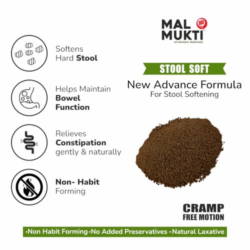 Image of Mal Mukti Stool Soft, Ayurvedic Digestive Aid Powder, for Constipation Relief, Stool Softening & Piles. Non-Habit Forming made with Amla, Baheda, Haritaki, Psyllum | 50g