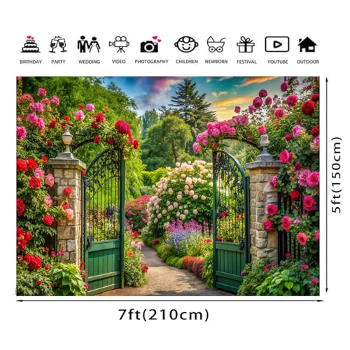 Fondo Fotográfico Jardín Primavera 7x5 pies miniatura 5