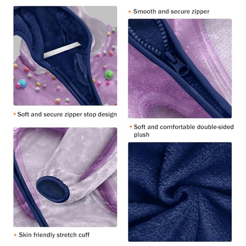 Purple Icing with Sprinkles Toddler Fleece Jacket Girl Boys Hooded Fleece Jacket Coat Warm Outwear Zip-up 3-10T3