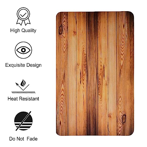 Image of Yellow Weaves 4 Piece Wooden Style PVC Dining Table Placemats, (Color - Wood)