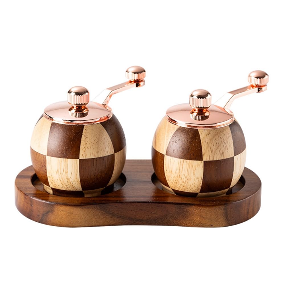Set moulin à poivre et sel damier | Broyeur manuel en bois de haute qualité