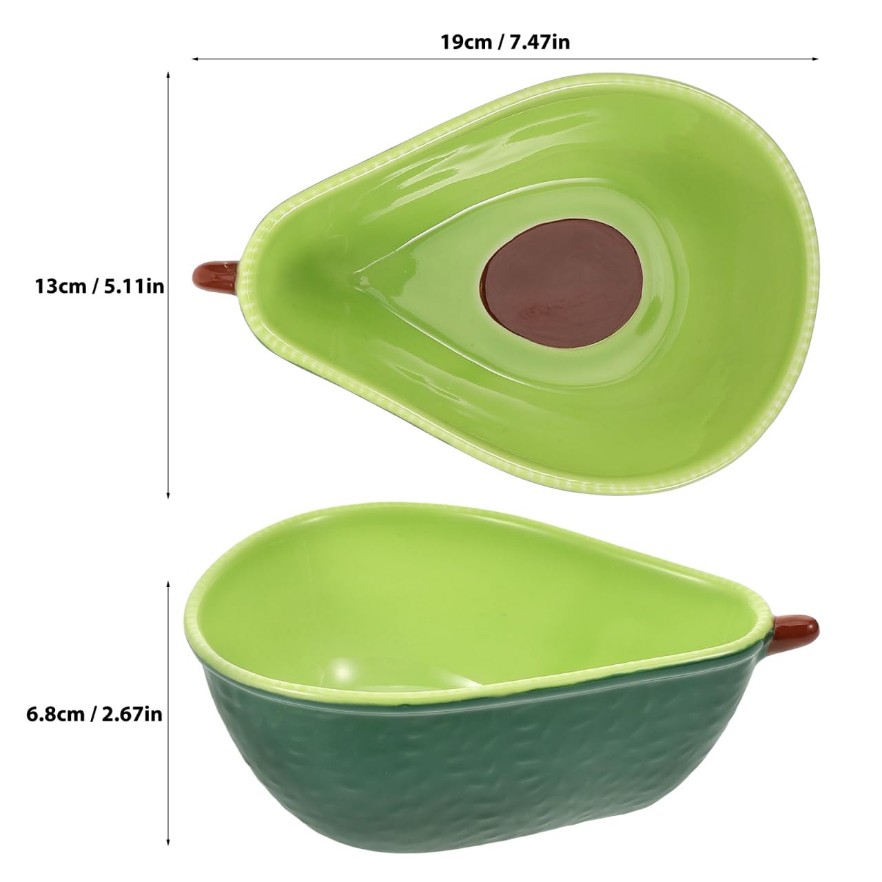 Cabilock Ceramic Avocado Shaped Serving Plate,Avocado bowl Breakfast Plate Ceramic Snack Bowl Sauce Dish Dip Bowls for Fruits Salads Dessert Appetizers.