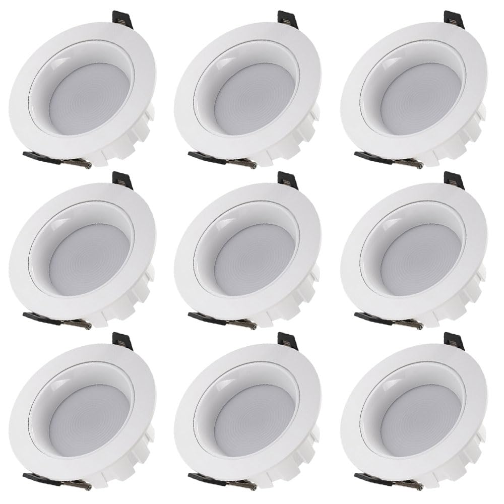 Paquete De 9 Focos Led Empotrables Ultrafinos para Techo, Temperatura De Color Seleccionable (3000K/4000K/6000K), Regulables, 12W, Led Antideslumbrante De Borde Estrecho, Embe,White