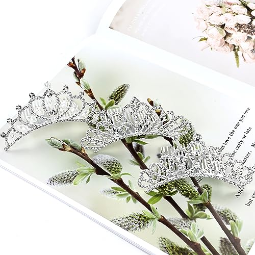 Cinaci 6 Pieces Decorative Wedding Birthday Party Prom Princess Dazzling Pearl Rhinestone Silver Metal Tiara Crown Hair Side Combs Slides Hair Accessories For Kids Teens Girls Women thumb #7