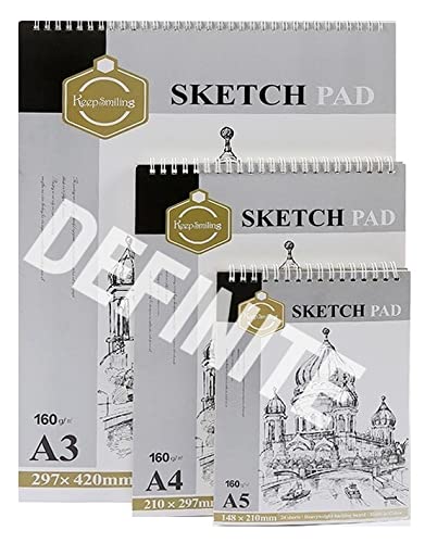 Definite Art KS Drawing Sketch Pad 160 GSM Wire Bound Pack of 3 Pads (A3, A4 & A5)
