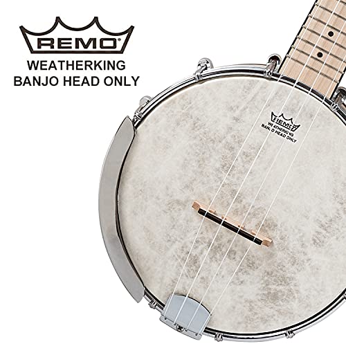 Magic Gold Banjolele, Concert 23 Inch 4 String Banjo Ukulele With Armrest, Maple Banjo Uke With Beginner Kit #TOP2