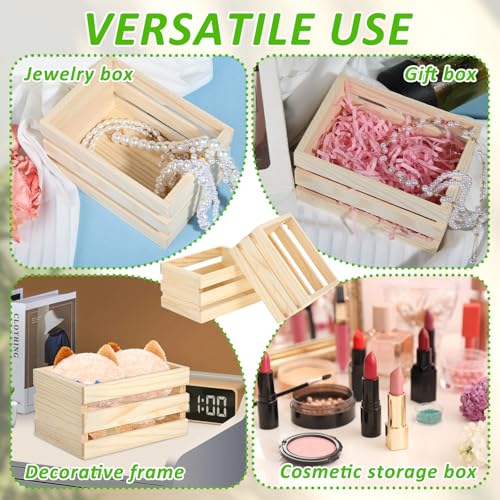 12er Set Landhausstil Schachtel-Set 12.5x8.8x7 cm DIY-freundliche geruchsneutrale dekorative Holzschächte für Heimdekoration, Schmuckorganizer, Geschenkbox & Desktop-Display