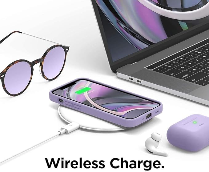 Image of Compatible with iPhone 15 Silicone Case, Slim Shockproof Protective Cover, Drop Protection and Camera Protection, MagSafe Compatible, Soft Microfiber Lining Inside (Purple)