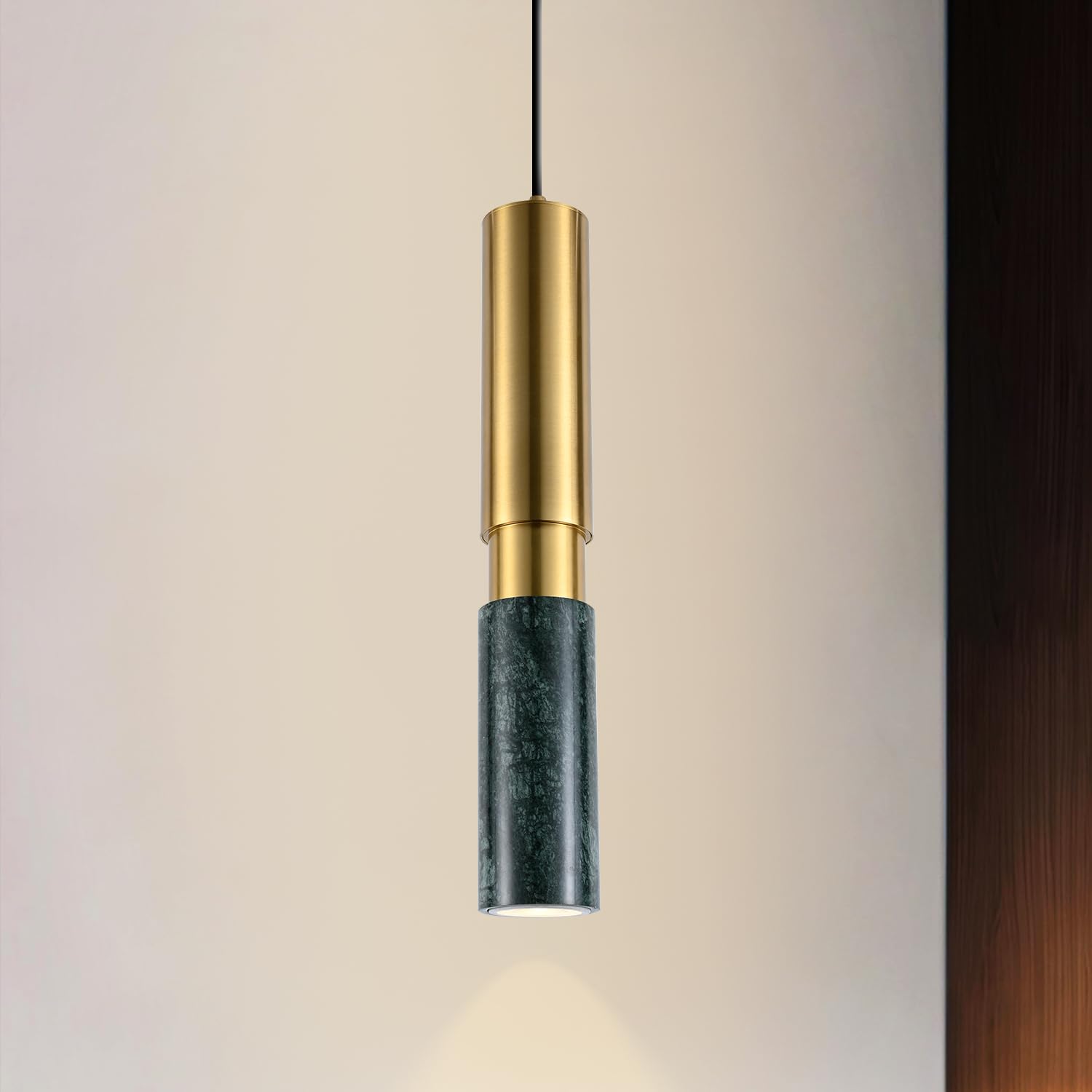 Smartway® Dreamix 9 Watt LED Pendant Light | Aluminium & Grey Marble Decorative Ceiling Lamp | Natural White Modern Lighting Fixture for Living Room, Bedroom, Dining & Office (Gold & Green)-image-8
