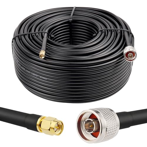 Image of MOOKEERF KMR240 N Male to SMA Male Cable - 200FT Ultra Low Loss SMA to N Cable 50 ohm for WiFi Router /GPS Receiver /Antenna /Signal Booster Use