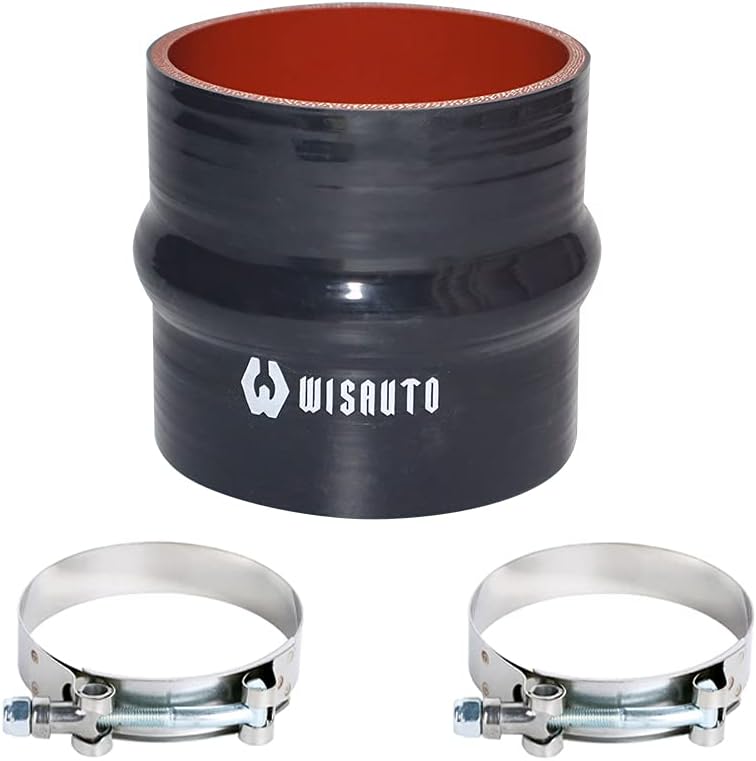 Mangote de silicone reto com ressalto WISAUTO 4-ply, 2,5" de diâmetro interno e 10,16 cm de comprimento – Preto