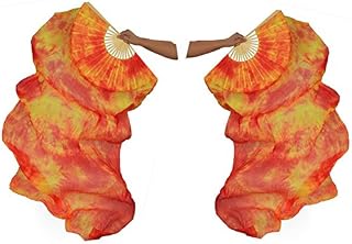 DEMON BABY 2020 Professional Colorful Fire Tie-Dyed Dance Fans Silk Bamboo Flame Belly