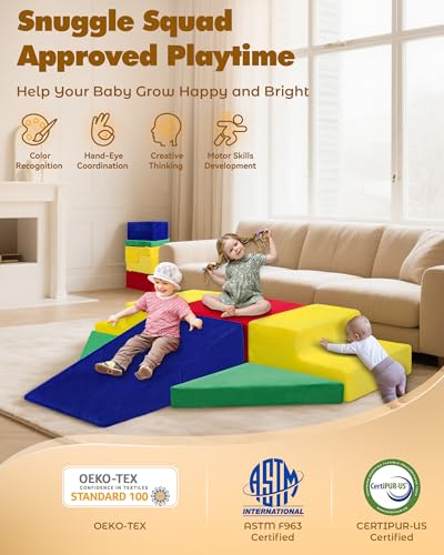 Kayfia Toddler Climbing Toys Indoor, 7-Piece Baby Foam Climbing Blocks, Colorful Soft Play Set for Toddlers 1-3, Foam Play Gym Structures for Crawling and Sliding, Develops Motor Skills