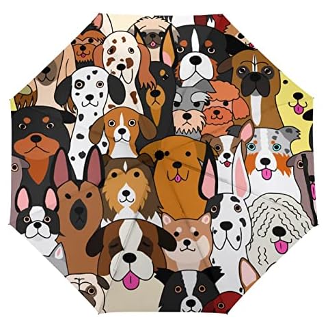 Vhcawsu Doodle Dogs Puppy Umbrella Windproof Travel Umbrella Automatic Compact Folding Umbrellas for Sun Rain Auto Open Close UV Protection Umbrella Cover