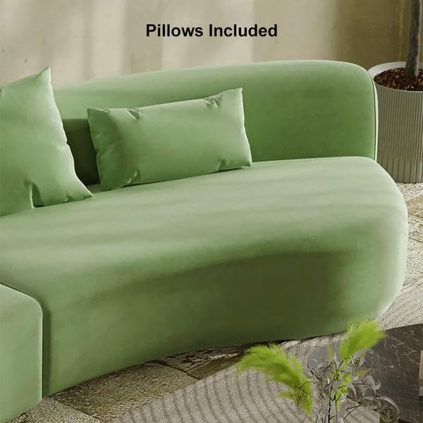 Image of Modern Classic L Shape Sectional Sofa Set, Chesterfield Style 4 Seater Sofa Set with Pillows for Living Room, Bedroom and Office, Office, and Hallway Colour (Olive Green)