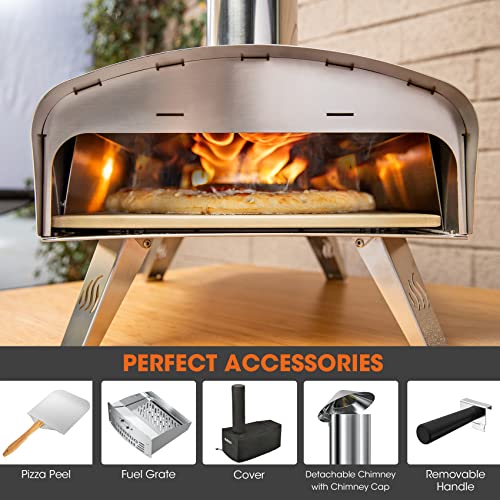 Mimiuo Outdoor Pizza Ovens Wood Pellet Pizza Oven Portable Stainless Steel Wood Fired Pizza Stove With 13" Pizza Stone & Foldable Pizza Peel (Classic W-Oven Series) #TOP3